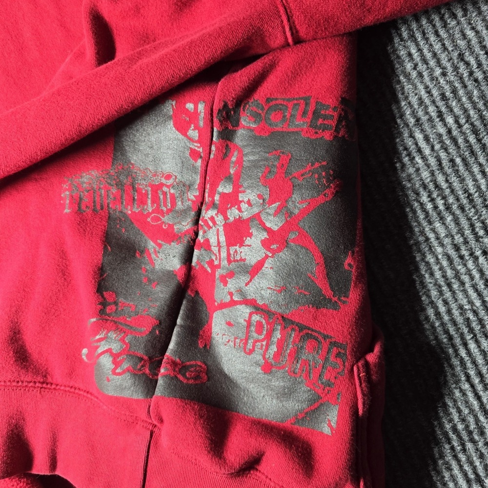 Hard Rock Cafe Men's Red London Full Zip Hoodie Sz 2XL Stitched Graphic - Picture 8 of 10
